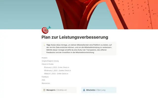 Plan zur Leistungsverbesserung